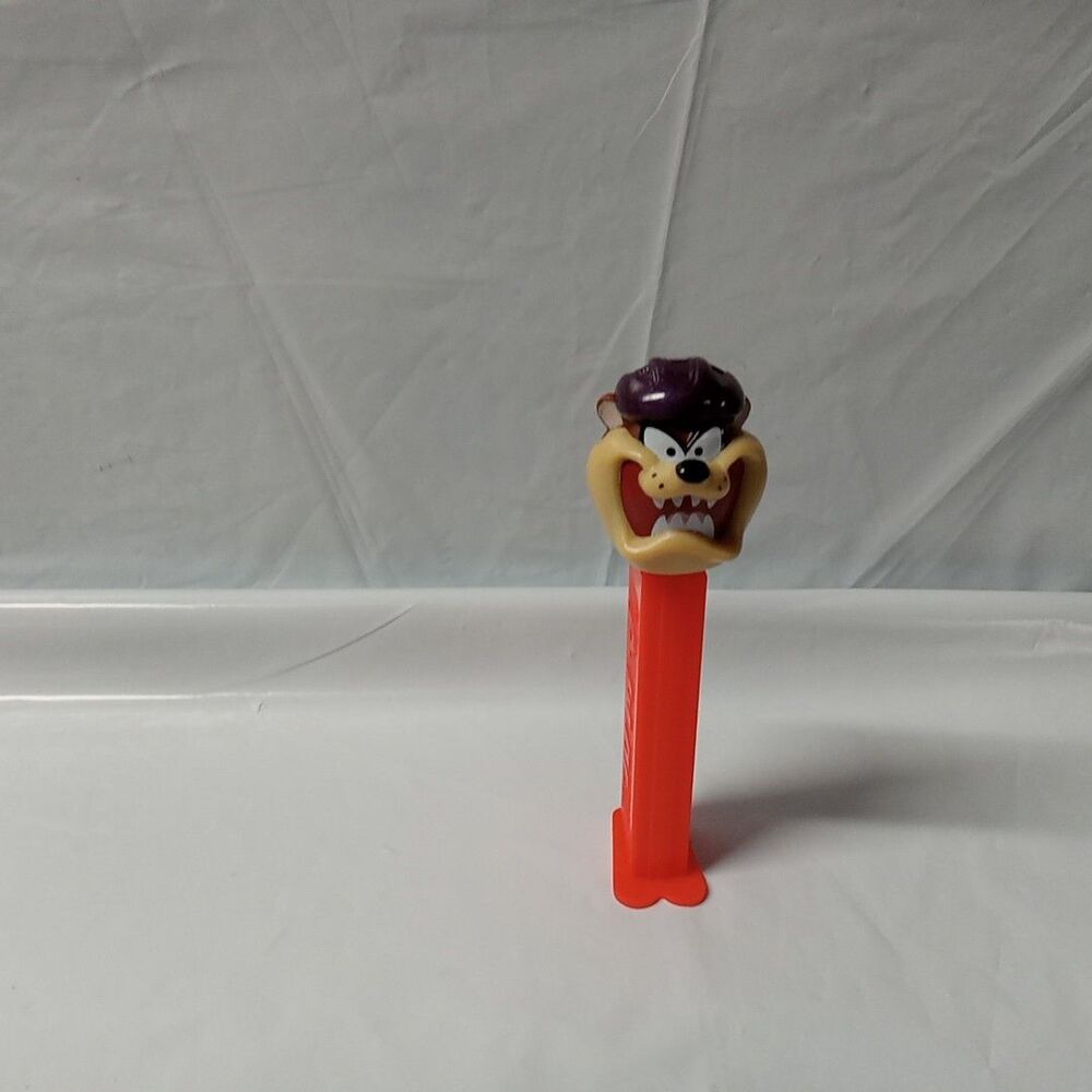 Vtg Pez Dispenser Warner Bros 1998 Tasmanian Devil Purple Helmet Red Base Foot